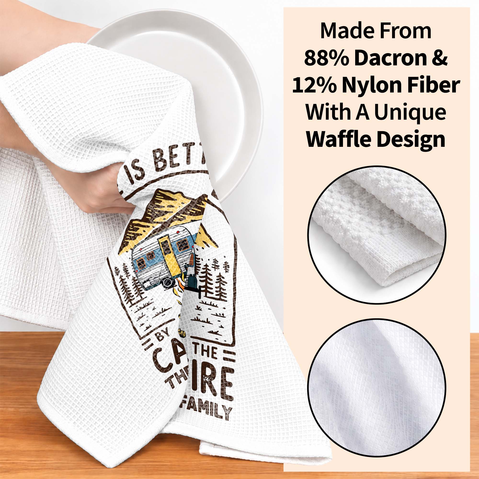 Personalized Camping Decor Kitchen Towel Family Gift - Campfire Design