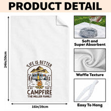 Load image into Gallery viewer, Personalized Camping Decor Kitchen Towel Family Gift - Campfire Design
