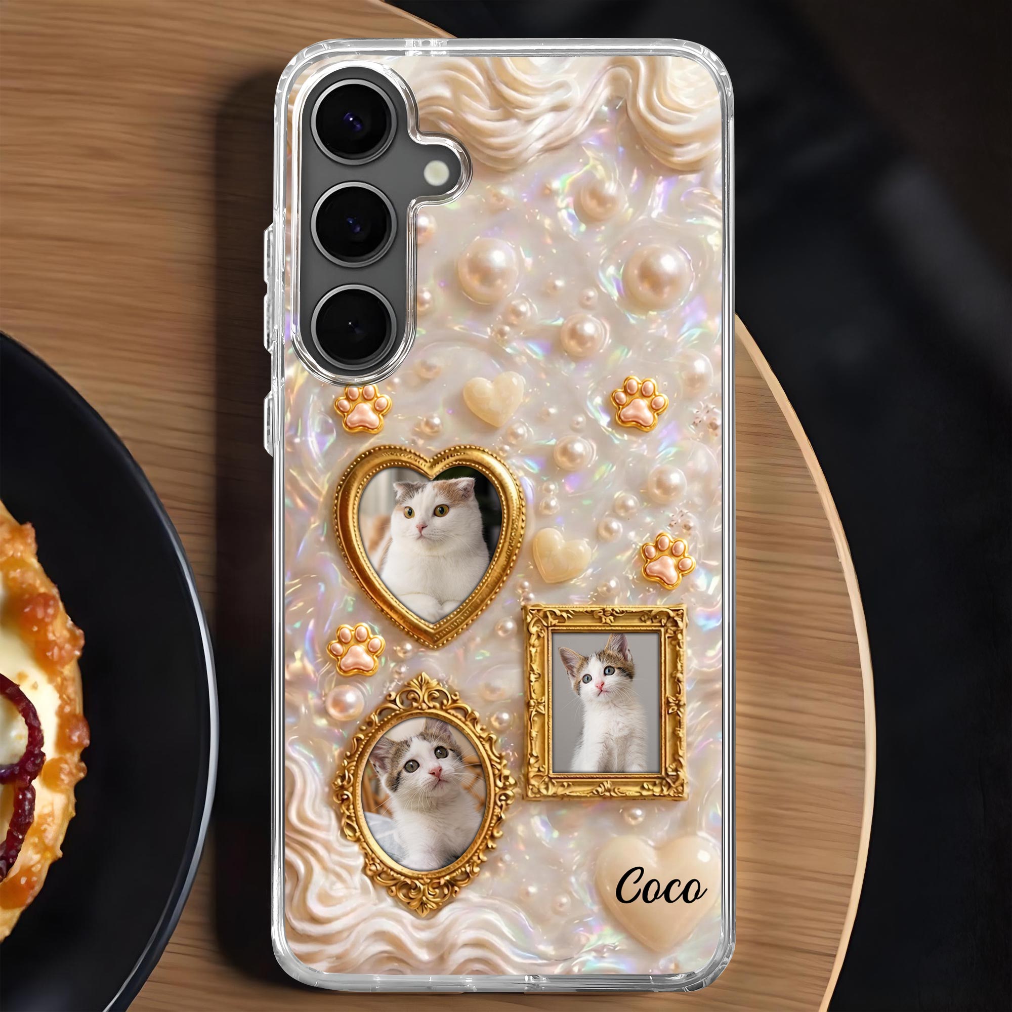 Personalized Clear Phone Case for Cat Lovers Custom Name