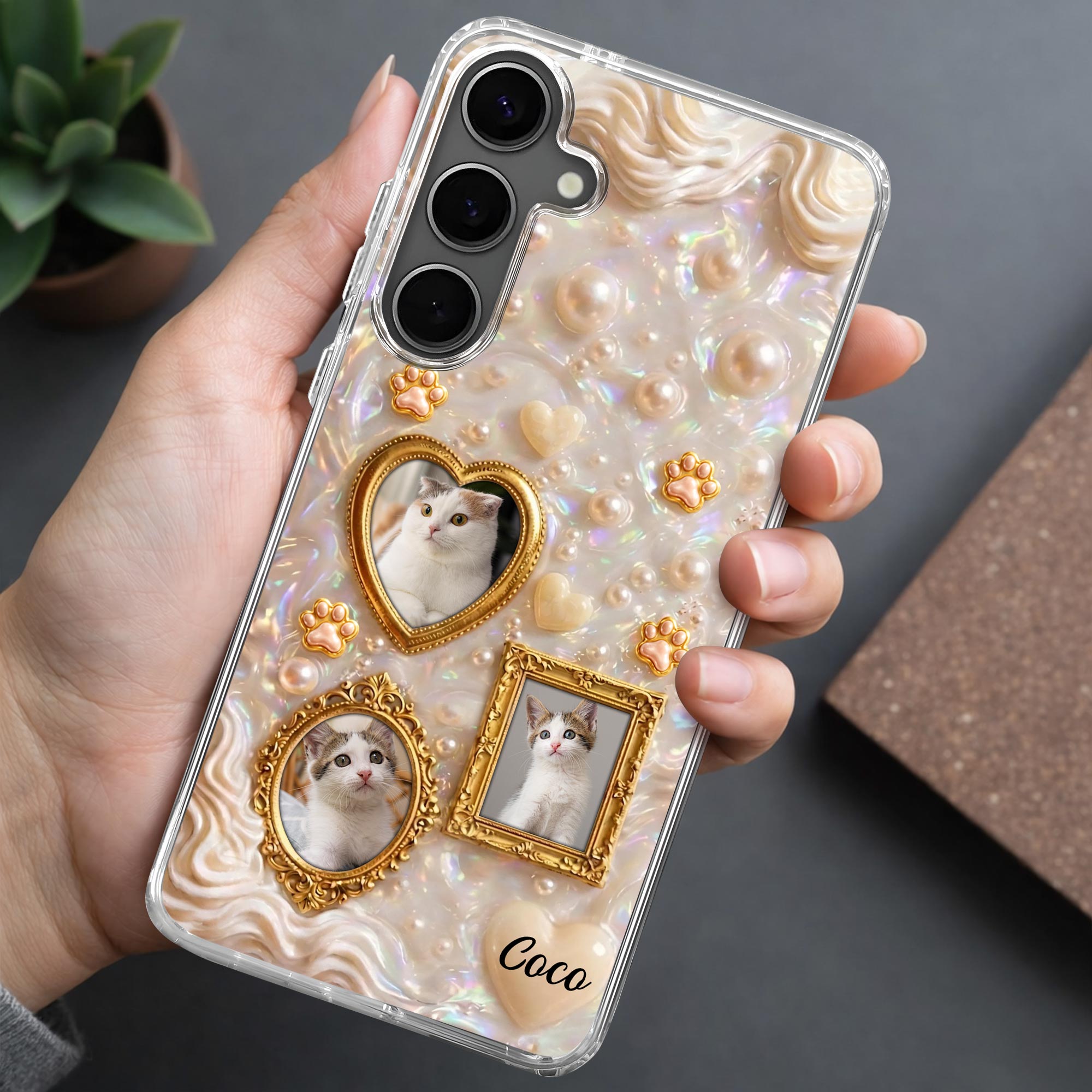 Personalized Clear Phone Case for Cat Lovers Custom Name
