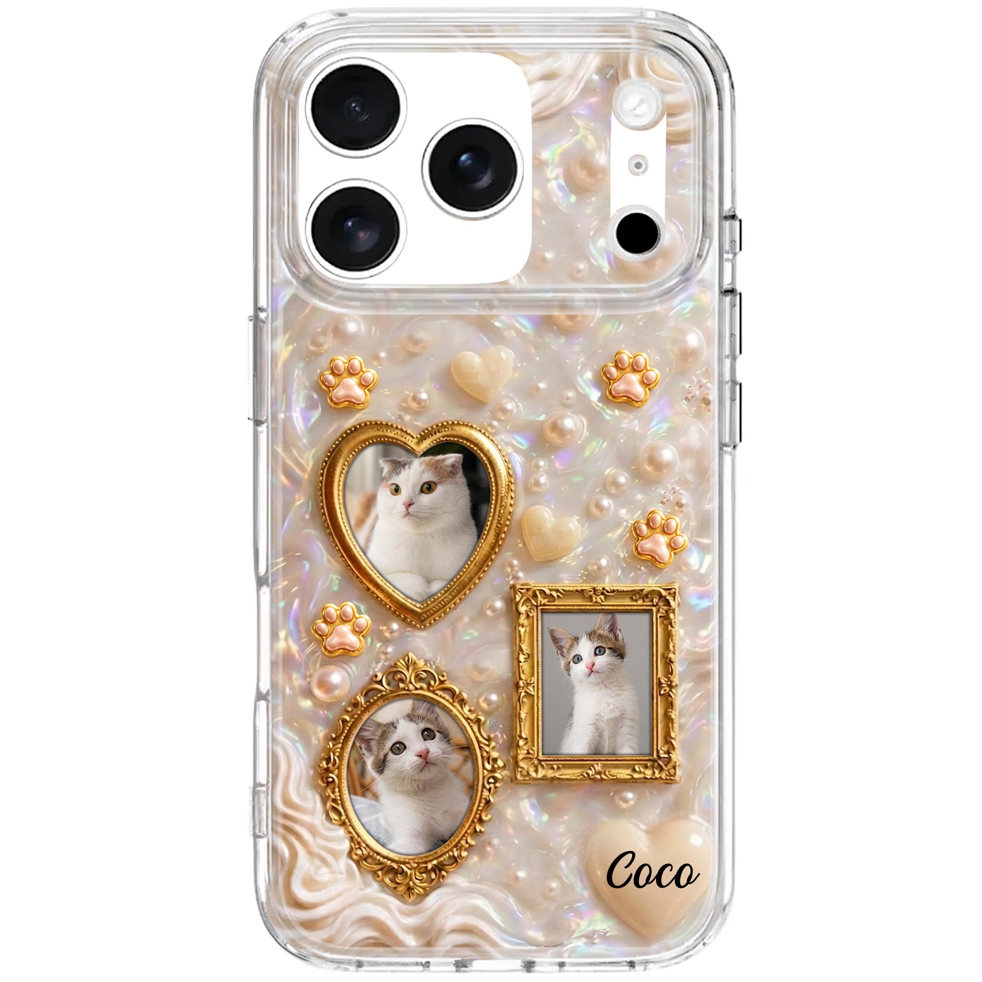 Personalized Clear Phone Case for Cat Lovers Custom Name