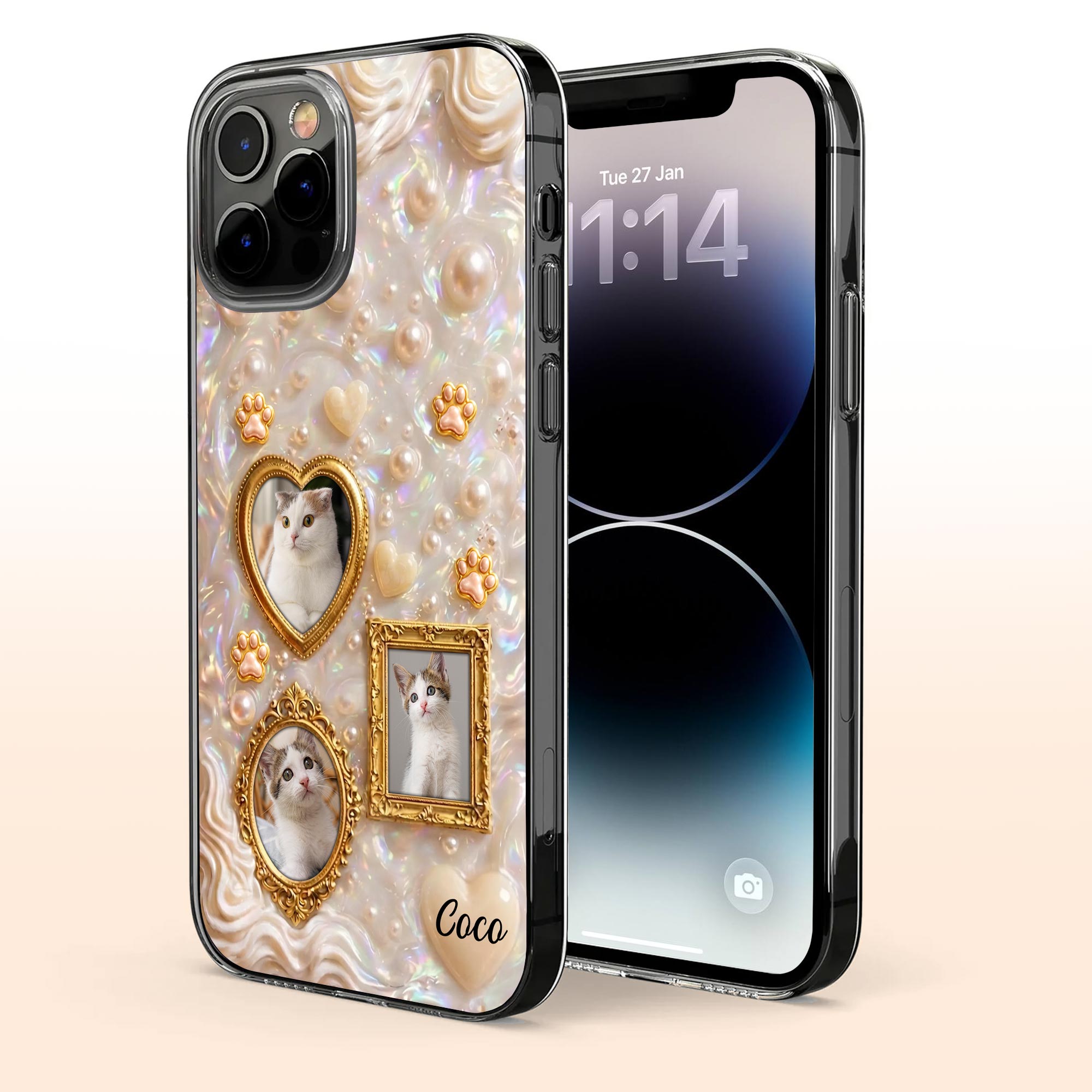 Personalized Clear Phone Case for Cat Lovers Custom Name