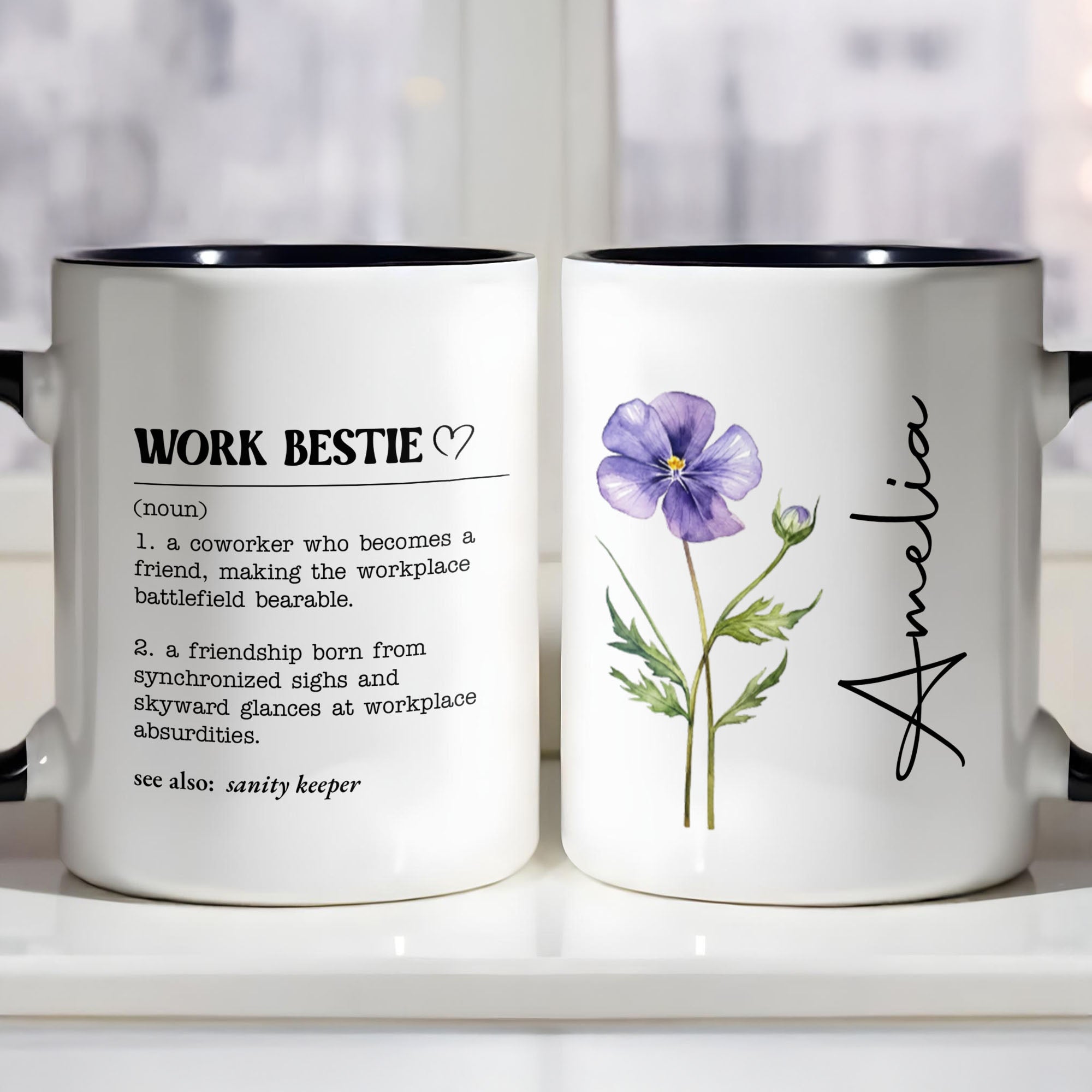 Personalized Accent Mug Work Bestie Definition Custom Gift