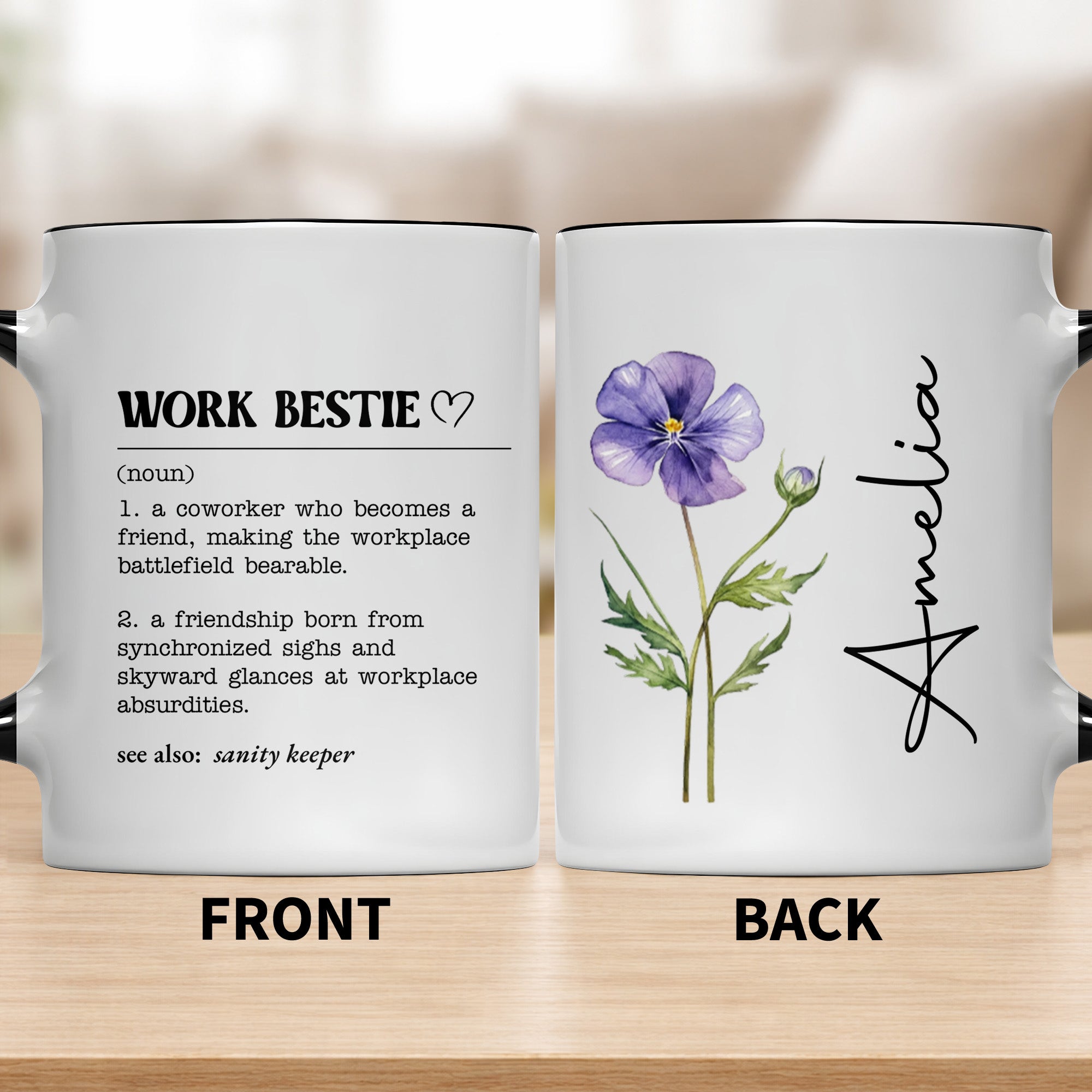 Personalized Accent Mug Work Bestie Definition Custom Gift