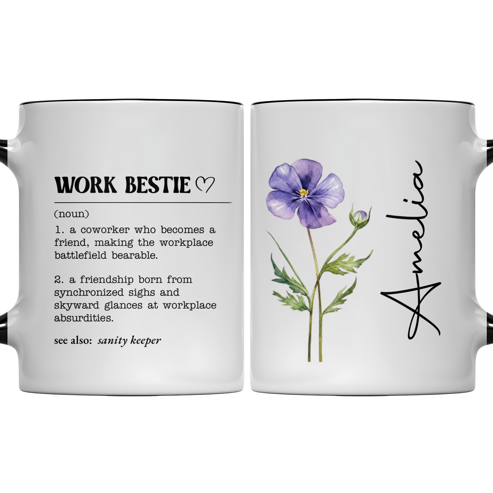 Personalized Accent Mug Work Bestie Definition Custom Gift