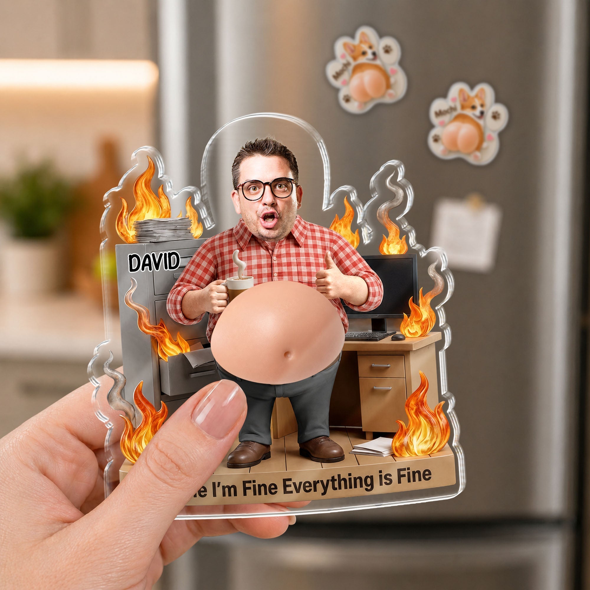 Personalized Squishy Acrylic Fridge Magnet Custom Gift for Dad