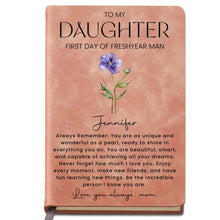 Load image into Gallery viewer, Personalized Leather Journal Birth Flower Gift for Daughter
