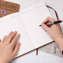 Load image into Gallery viewer, Personalized Leather Journal Birth Flower Gift for Daughter
