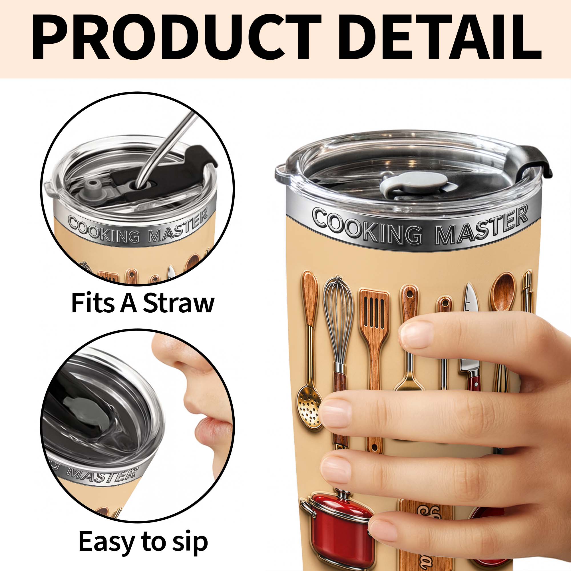 Personalized Stainless Steel Tumbler Custom Name Gift for Cooking Lovers