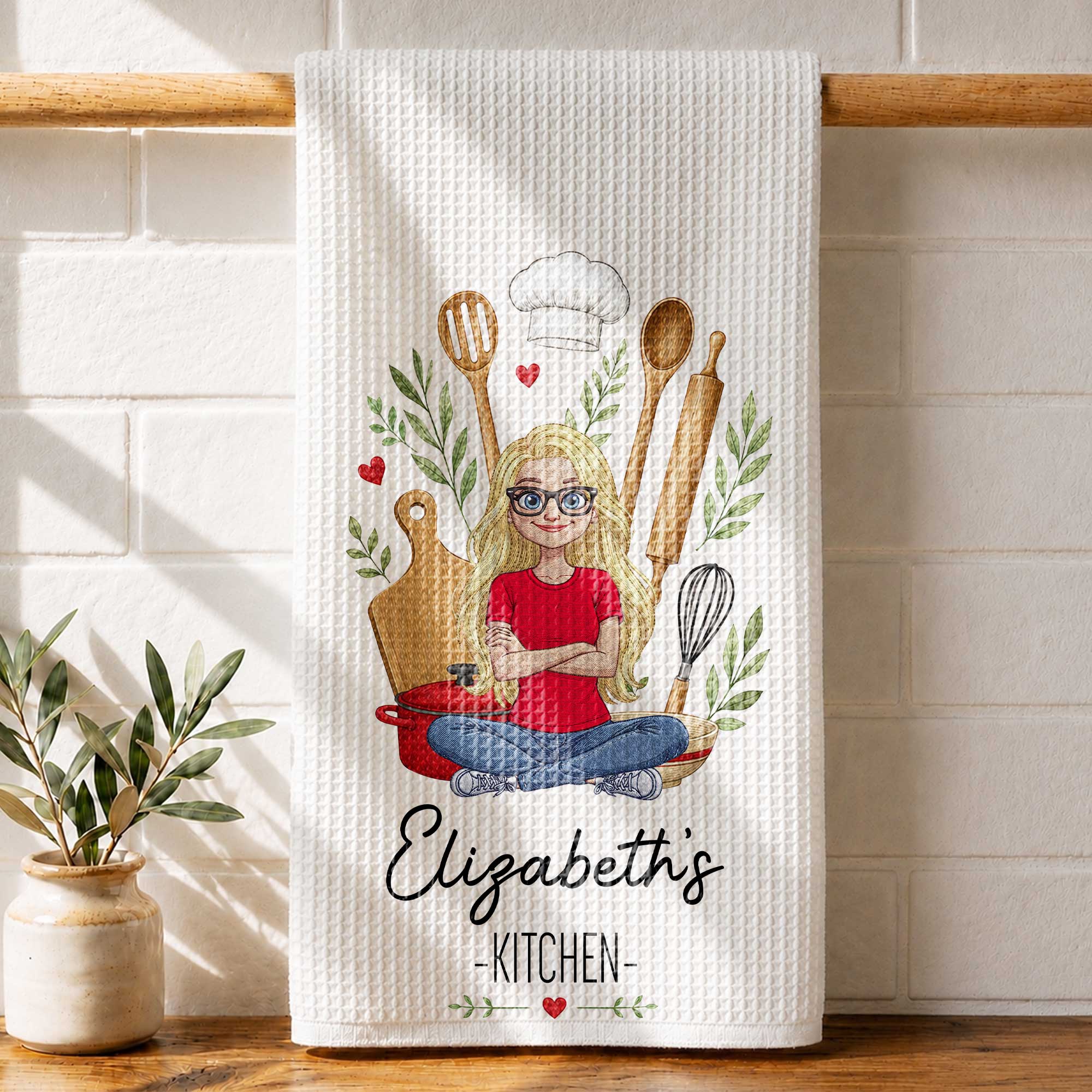 Personalized Kitchen Towel Custom Name Baking Gift for Her