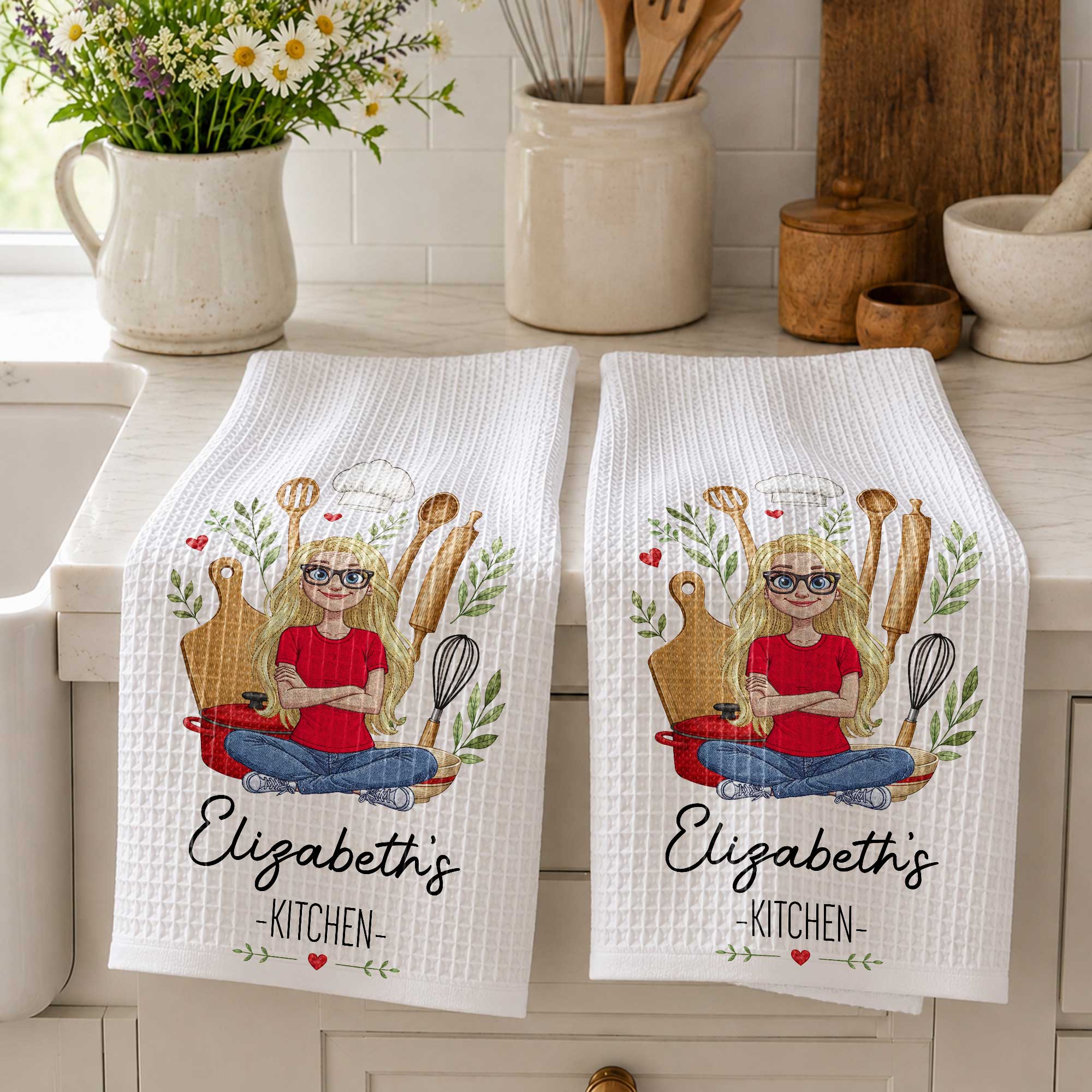 Personalized Kitchen Towel Custom Name Baking Gift for Her