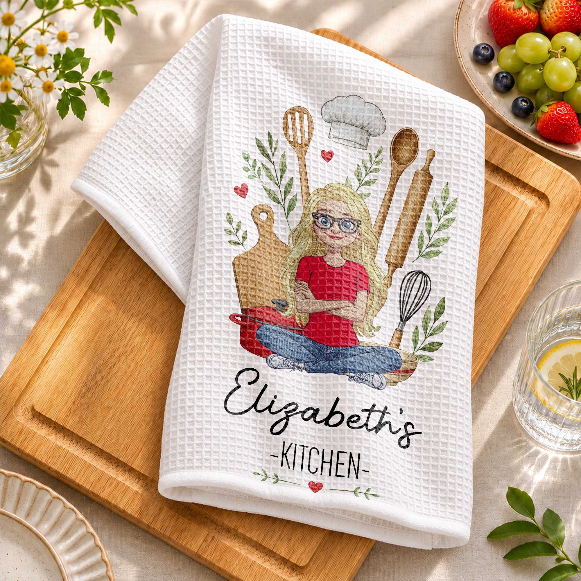 Personalized Kitchen Towel Custom Name Baking Gift for Her