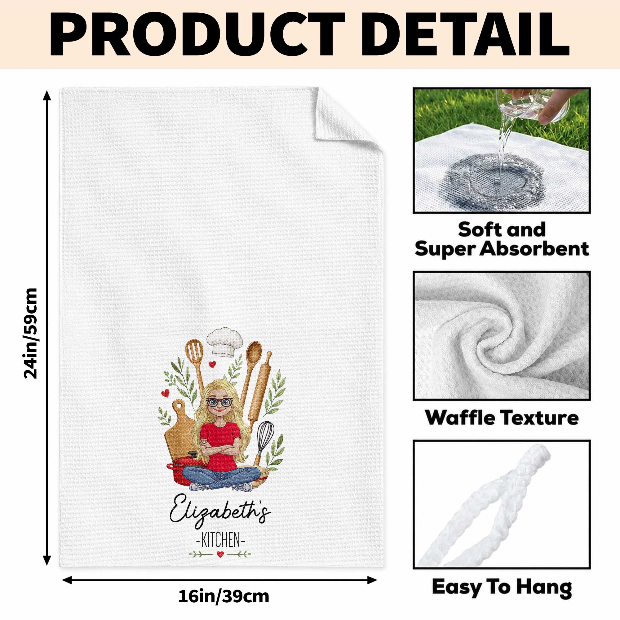 Personalized Kitchen Towel Custom Name Baking Gift for Her