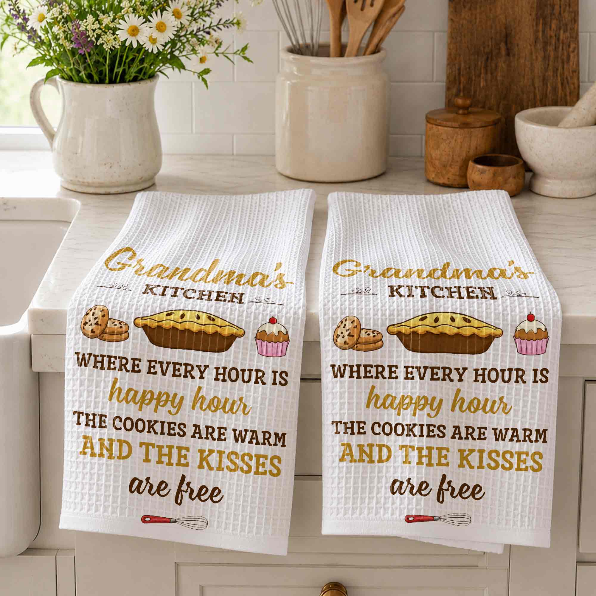 Personalized Kitchen Towel Gift for Grandma with Custom Design