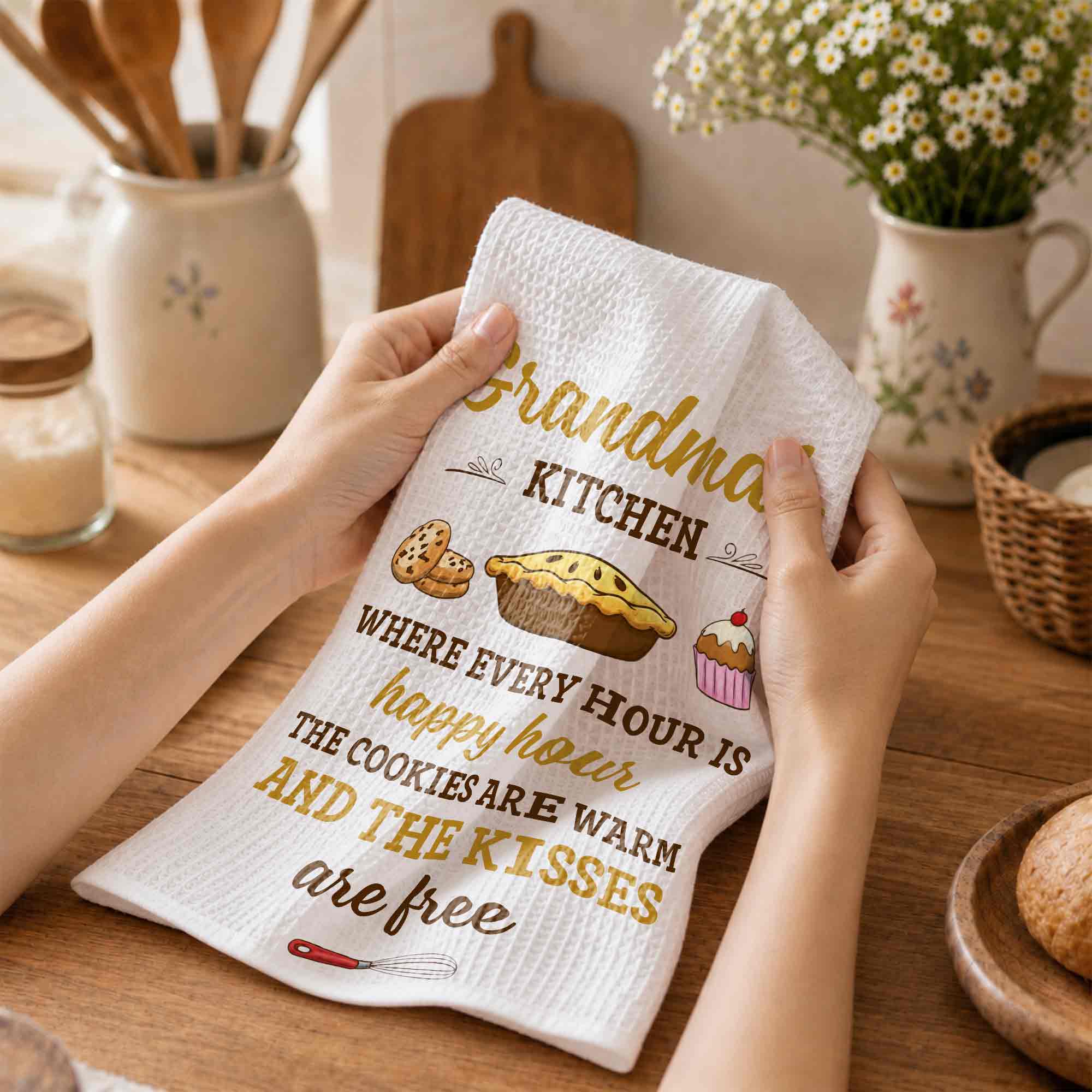 Personalized Kitchen Towel Gift for Grandma with Custom Design