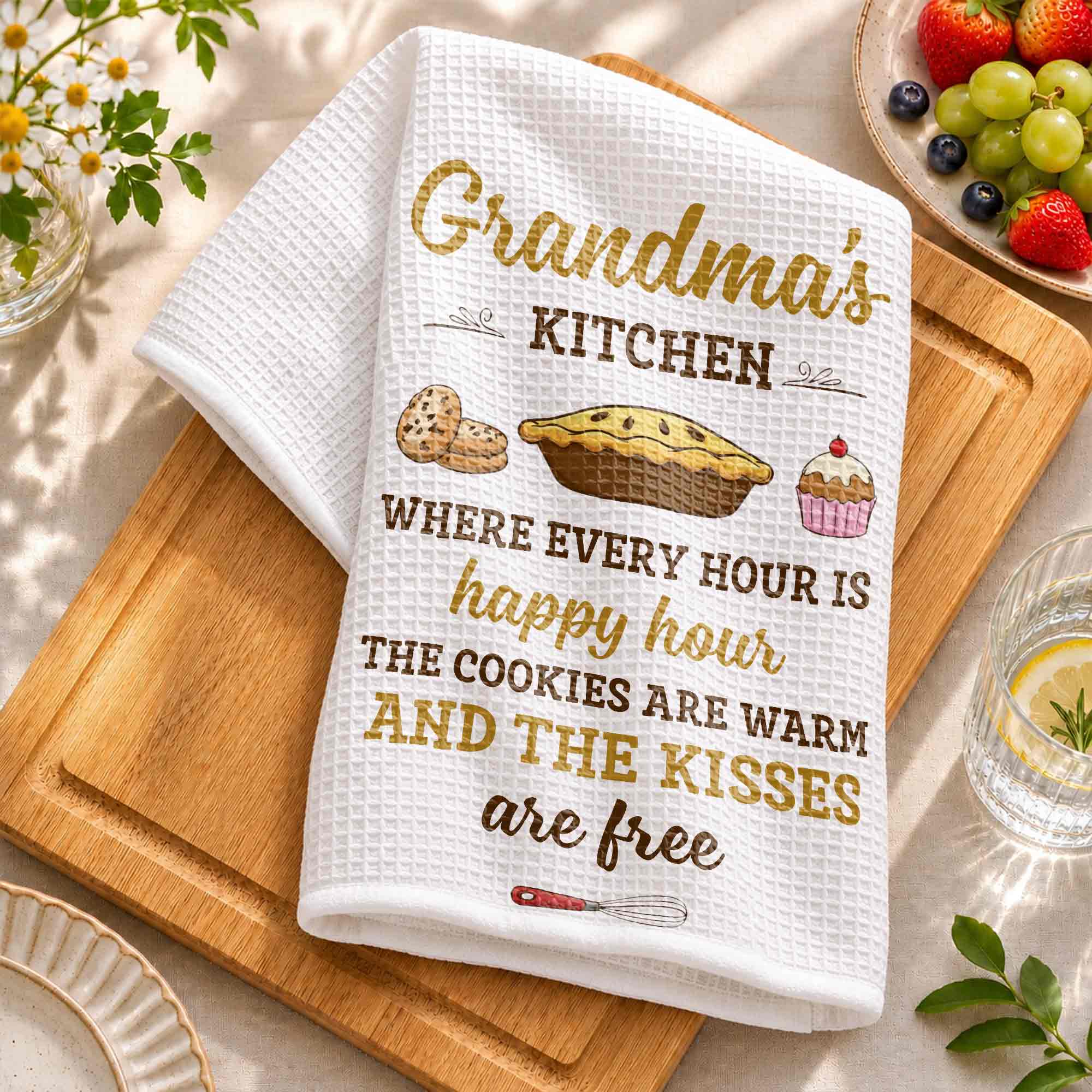 Personalized Kitchen Towel Gift for Grandma with Custom Design