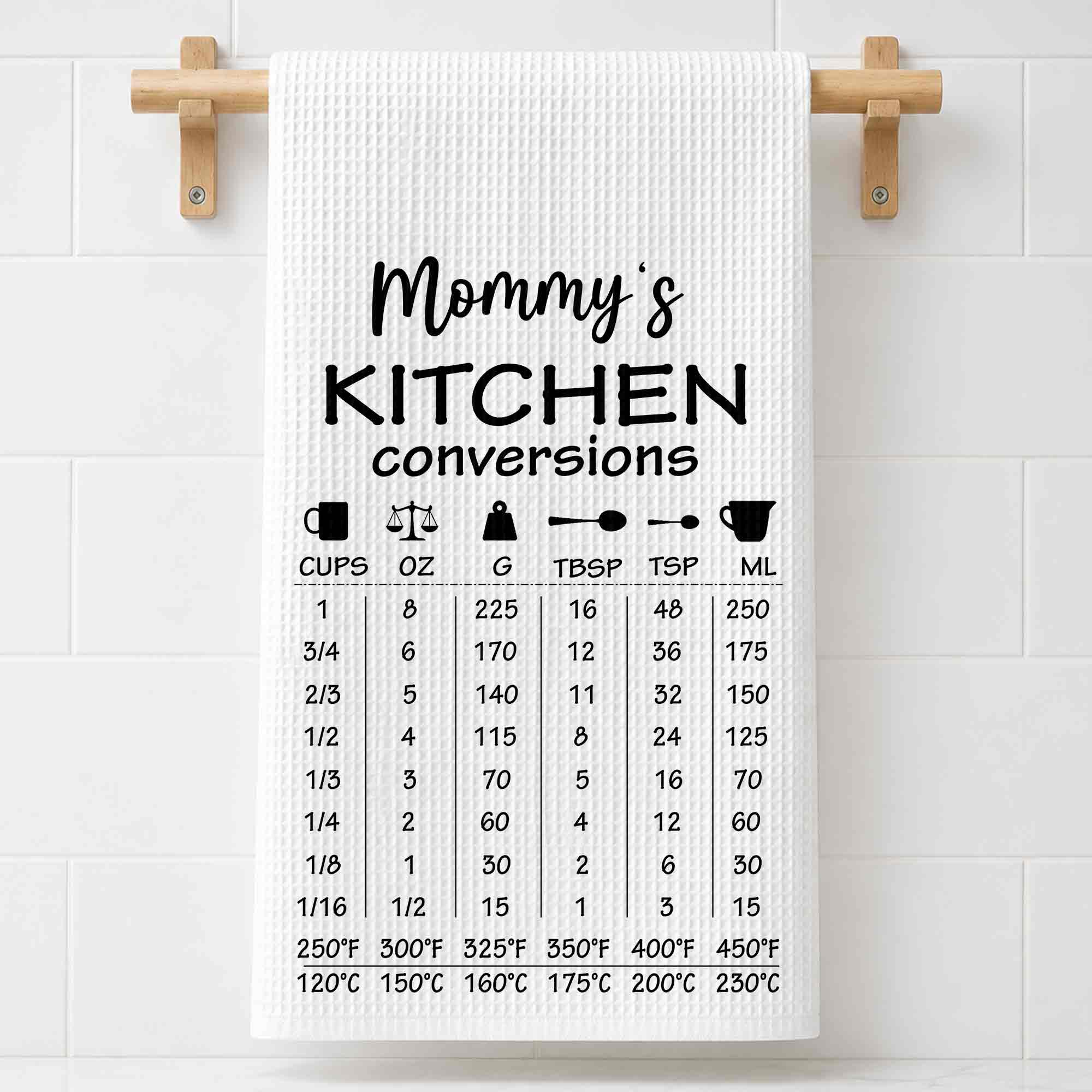 Personalized Kitchen Towel Measurement Chart Gift for Mom