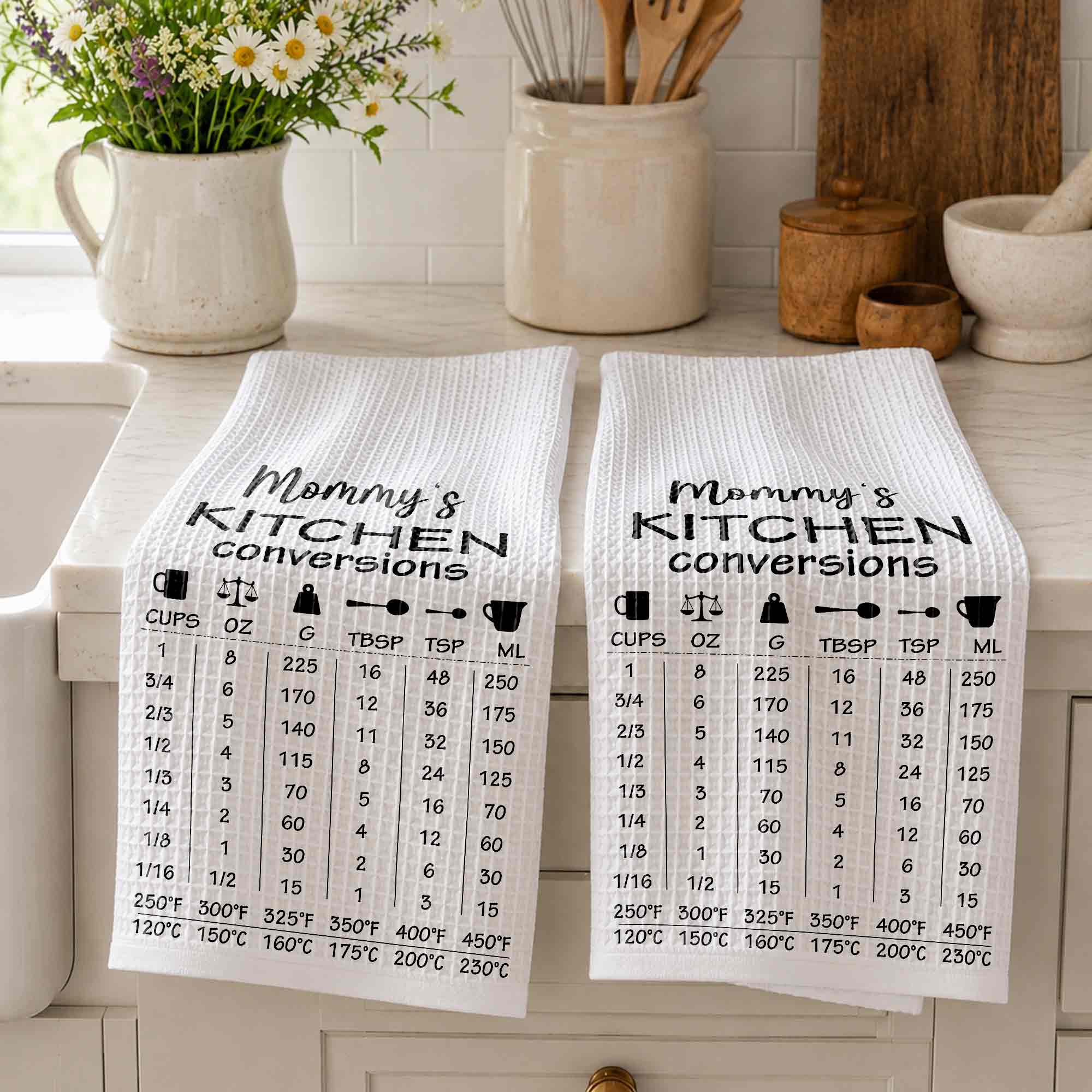 Personalized Kitchen Towel Measurement Chart Gift for Mom