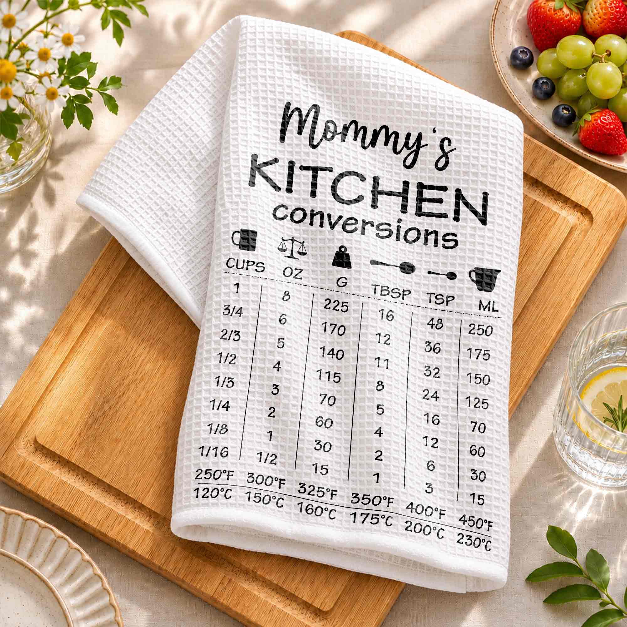 Personalized Kitchen Towel Measurement Chart Gift for Mom