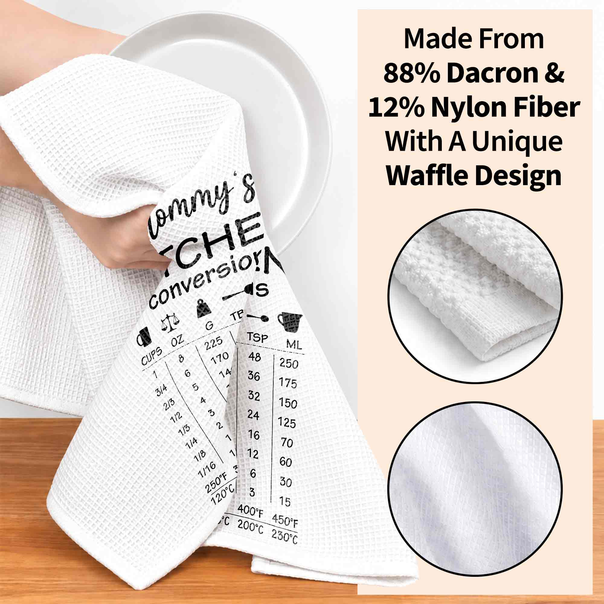 Personalized Kitchen Towel Measurement Chart Gift for Mom