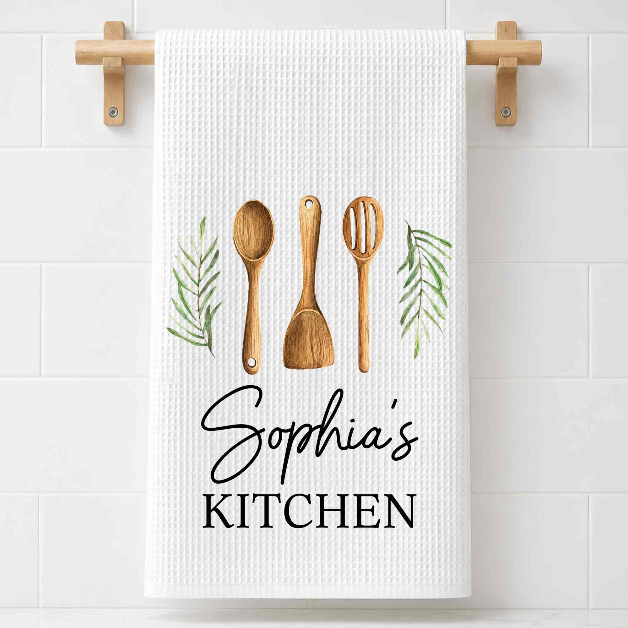 Personalized Kitchen Towel Custom Name Gift for Mom Chef