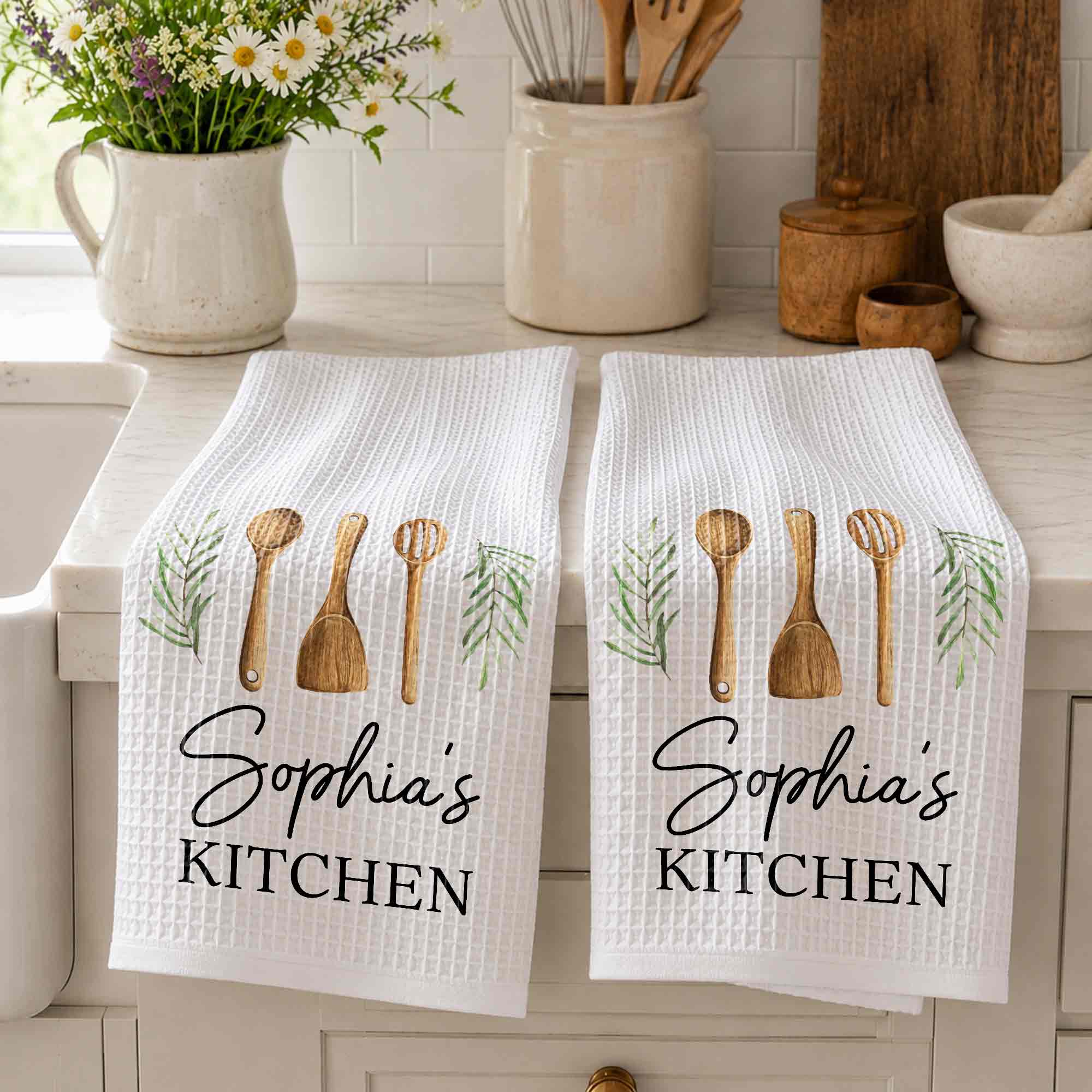 Personalized Kitchen Towel Custom Name Gift for Mom Chef
