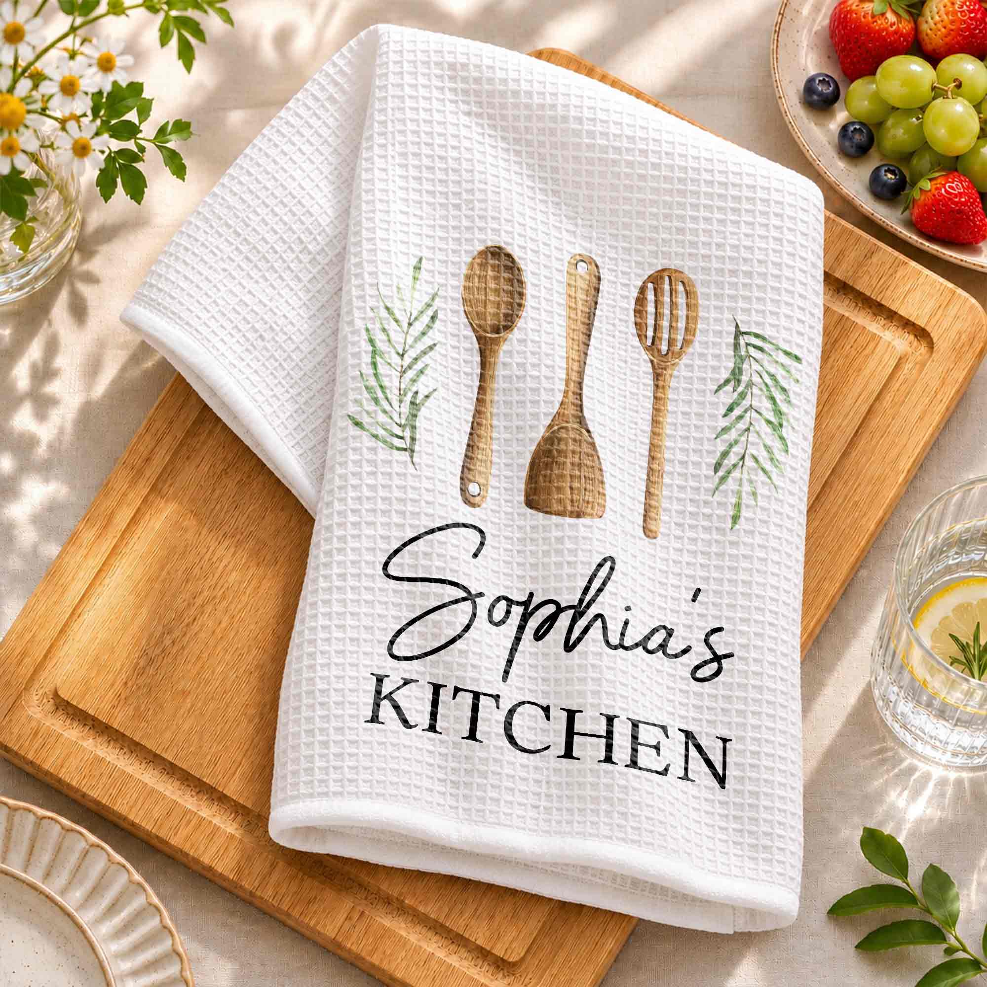 Personalized Kitchen Towel Custom Name Gift for Mom Chef