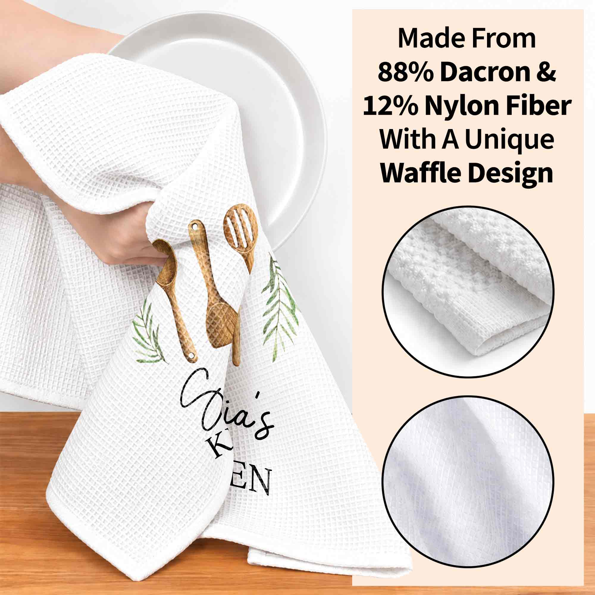 Personalized Kitchen Towel Custom Name Gift for Mom Chef