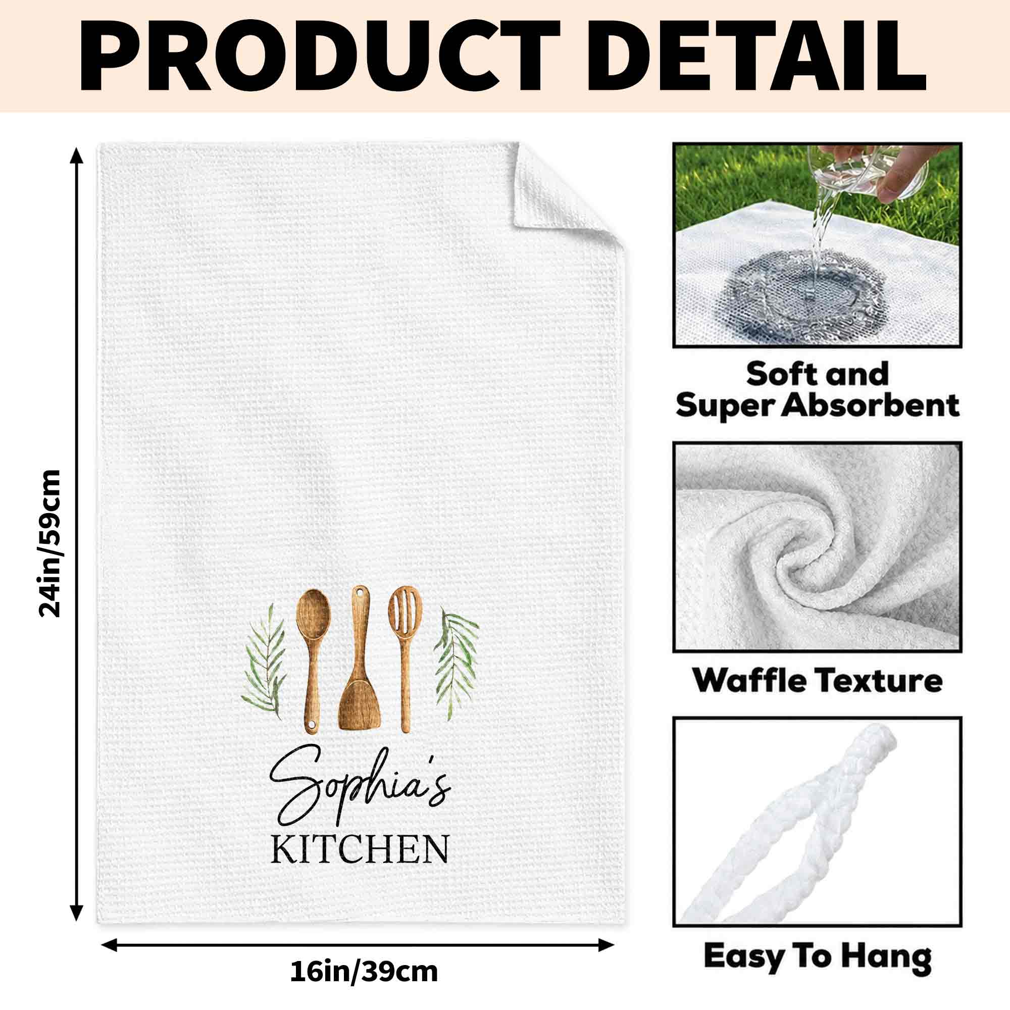 Personalized Kitchen Towel Custom Name Gift for Mom Chef