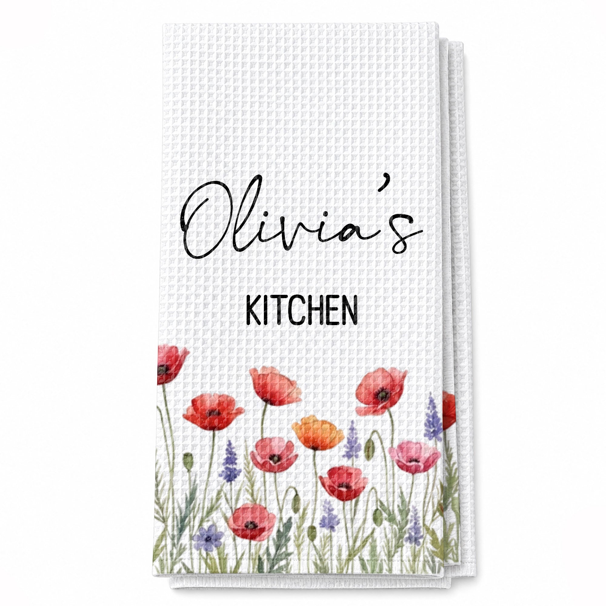 Personalized Kitchen Towel Birth Month Flowers Custom Gift