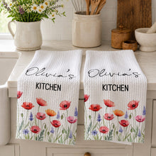 Load image into Gallery viewer, Personalized Kitchen Towel Birth Month Flowers Custom Gift
