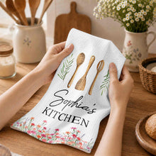 Load image into Gallery viewer, Personalized Kitchen Towel Custom Name Floral Design Gift
