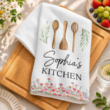 Load image into Gallery viewer, Personalized Kitchen Towel Custom Name Floral Design Gift
