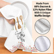 Load image into Gallery viewer, Personalized Kitchen Towel Custom Name Floral Design Gift
