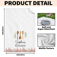 Load image into Gallery viewer, Personalized Kitchen Towel Custom Name Floral Design Gift
