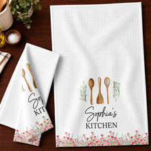 Load image into Gallery viewer, Personalized Kitchen Towel Custom Name Floral Design Gift
