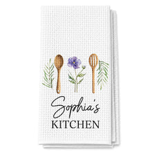 Load image into Gallery viewer, Personalized Kitchen Towel Custom Name Flower Gift Idea
