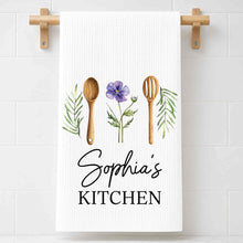 Load image into Gallery viewer, Personalized Kitchen Towel Custom Name Flower Gift Idea
