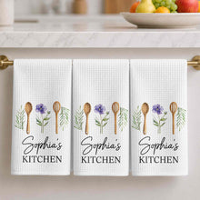 Load image into Gallery viewer, Personalized Kitchen Towel Custom Name Flower Gift Idea

