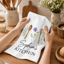Load image into Gallery viewer, Personalized Kitchen Towel Custom Name Flower Gift Idea
