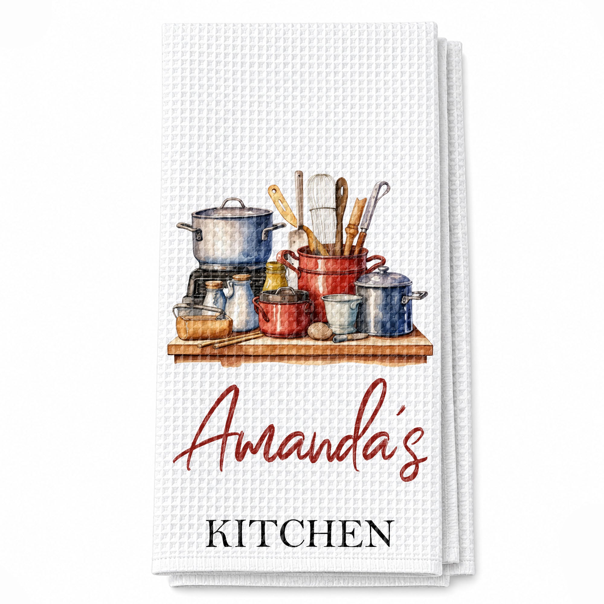 Personalized Kitchen Towel Custom Name Cooking Gift for Mom