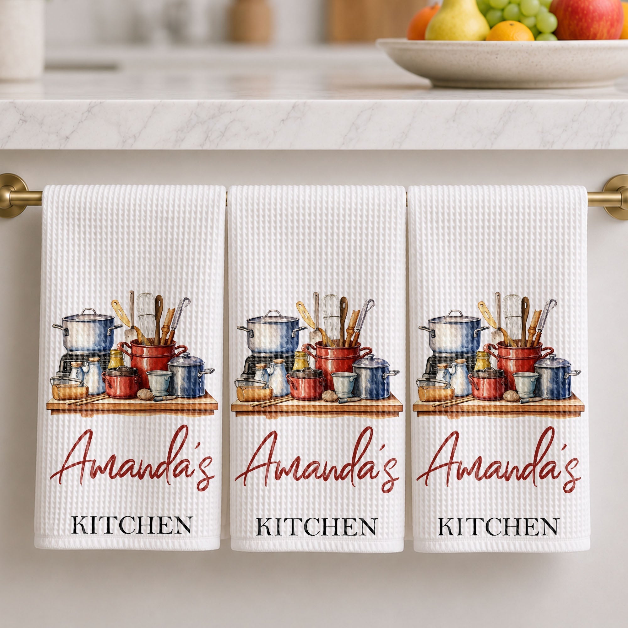 Personalized Kitchen Towel Custom Name Cooking Gift for Mom