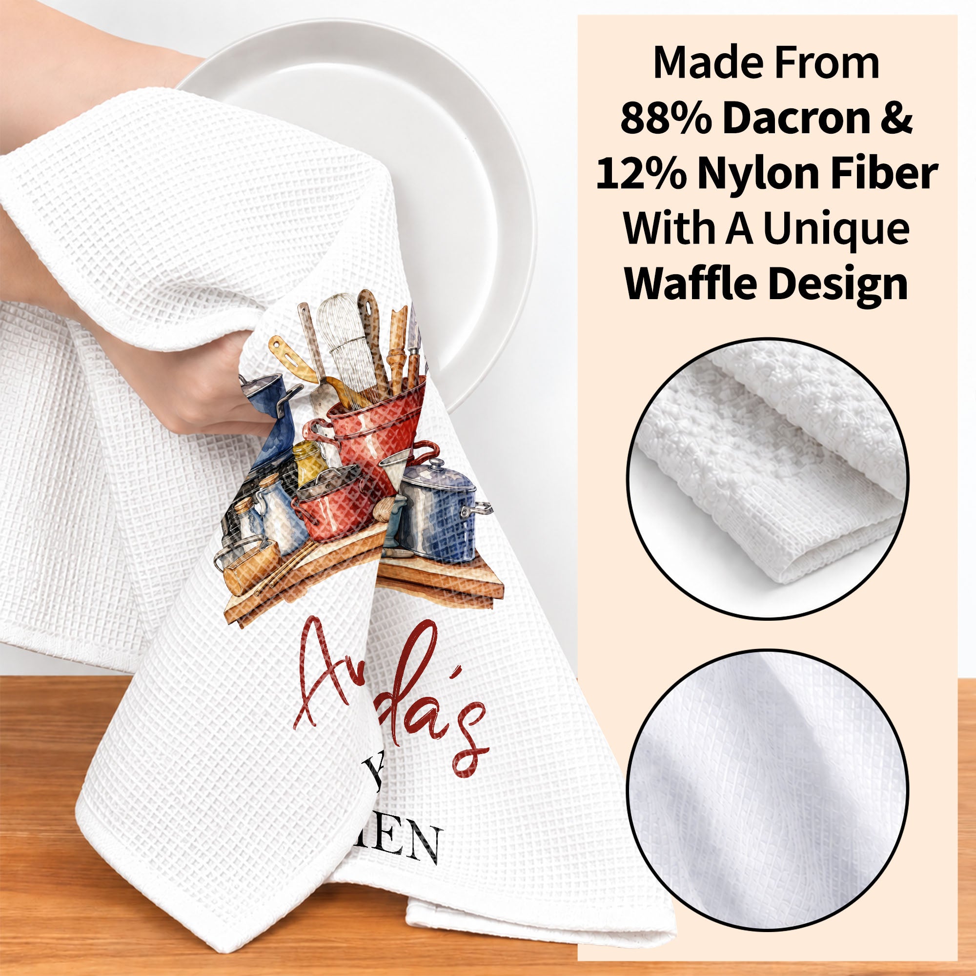 Personalized Kitchen Towel Custom Name Cooking Gift for Mom