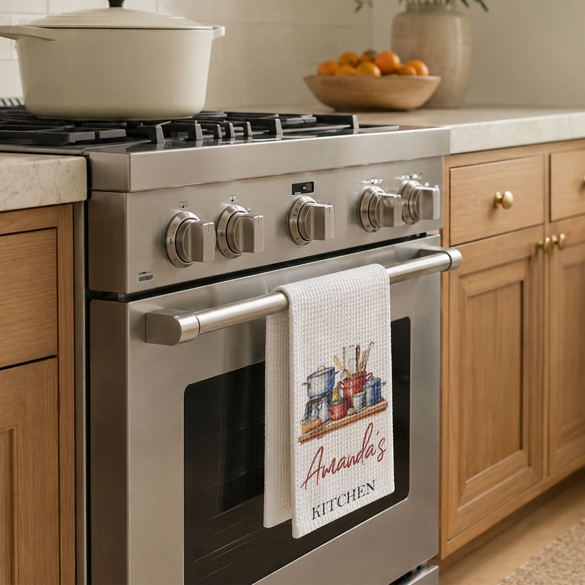 Personalized Kitchen Towel Custom Name Cooking Gift for Mom