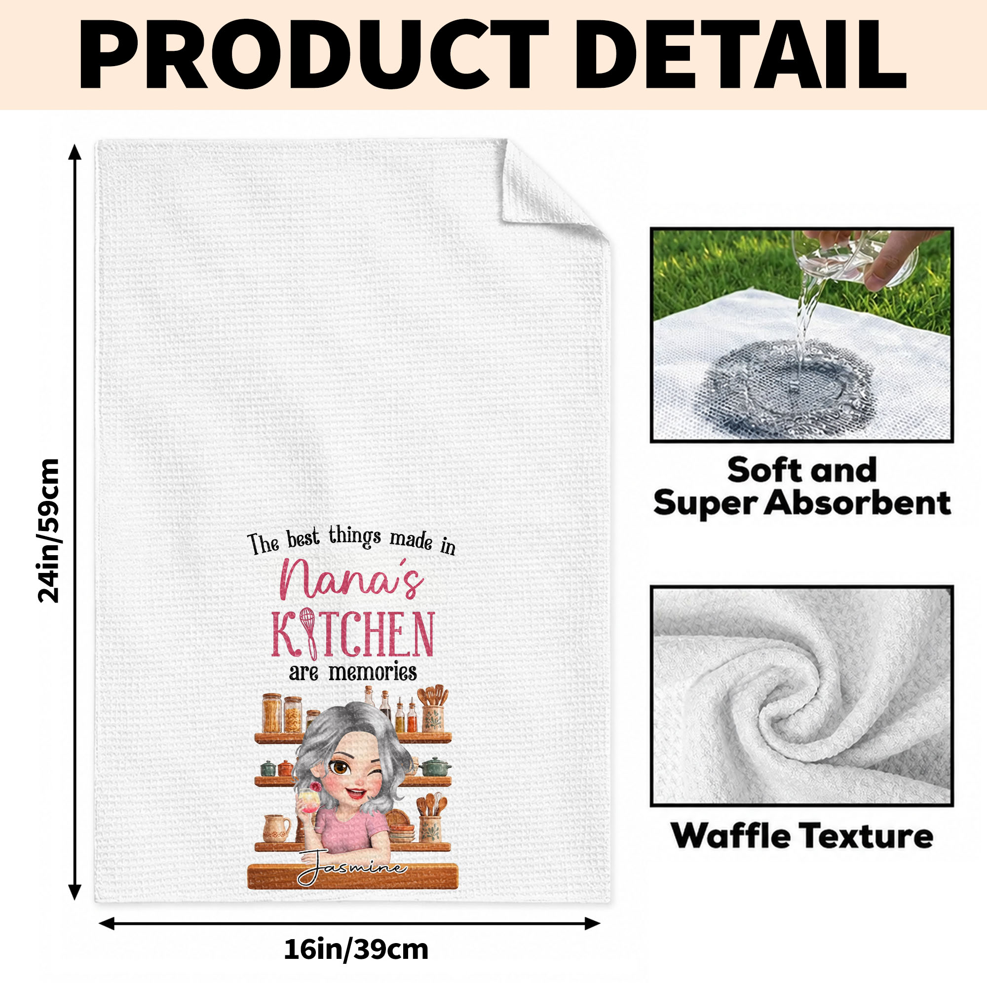 Personalized Kitchen Towel Custom Gift for Grandma Decor