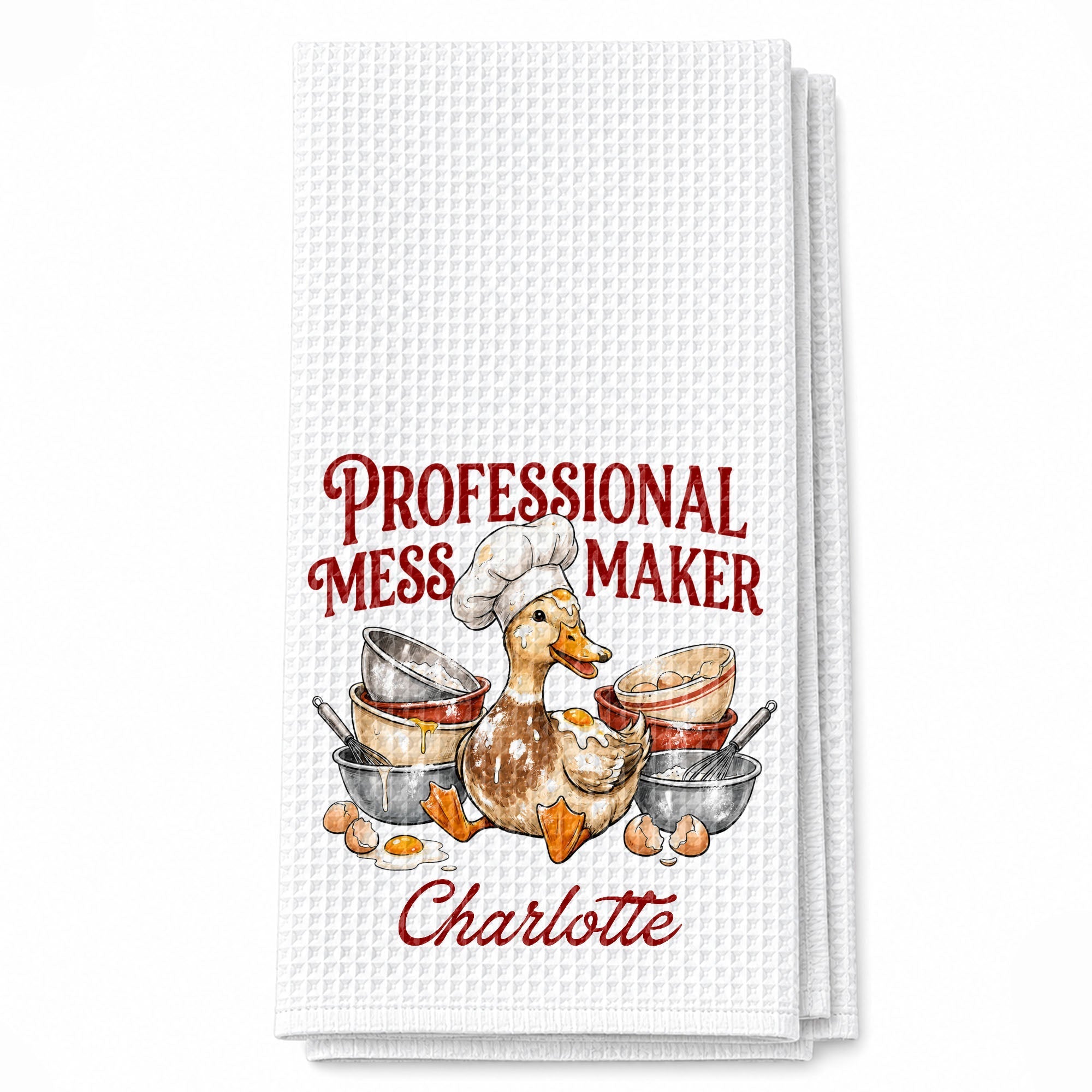 Personalized Kitchen Towel Funny Duck Chef Hat Gift for Mom