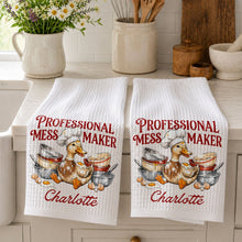 Load image into Gallery viewer, Personalized Kitchen Towel Funny Duck Chef Hat Gift for Mom
