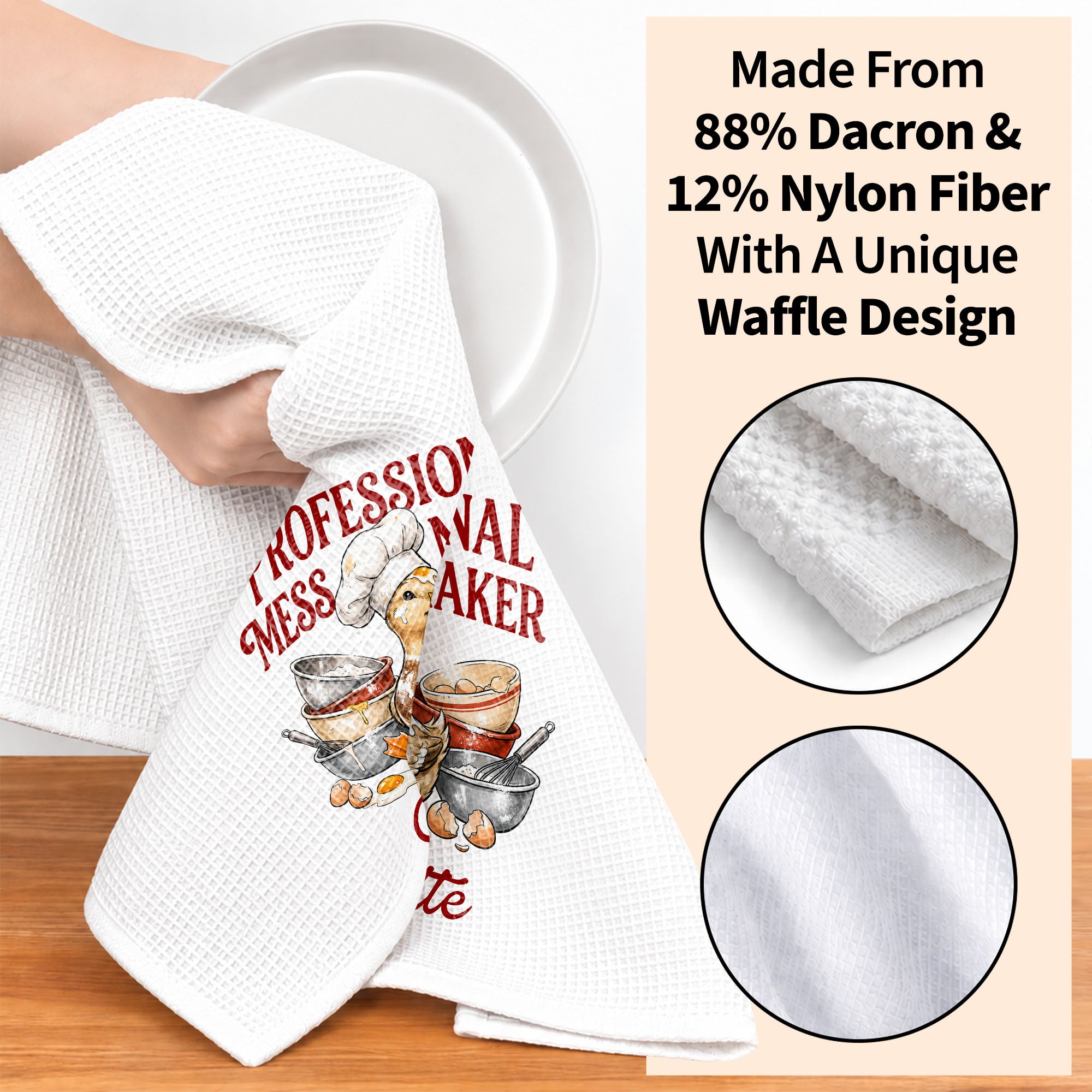 Personalized Kitchen Towel Funny Duck Chef Hat Gift for Mom