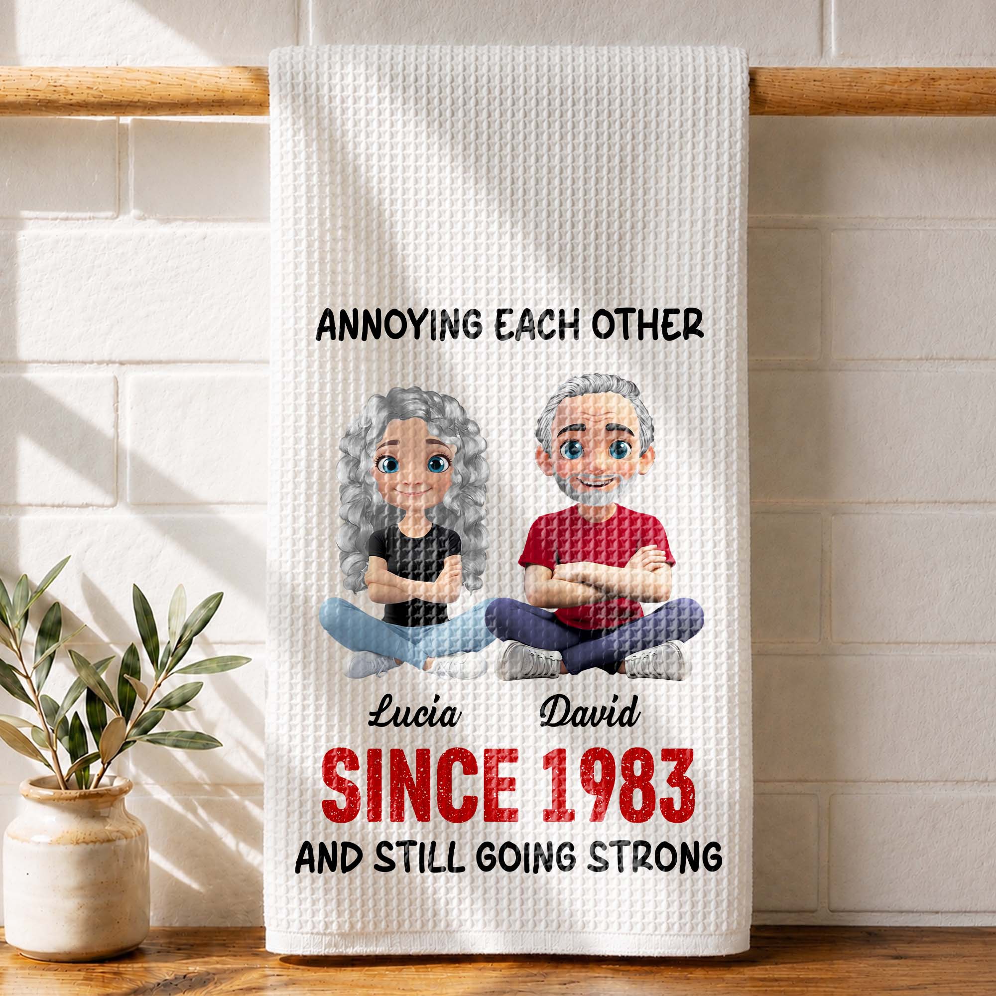 Personalized Couple Kitchen Towel Unique Art Gift for Him & Her
