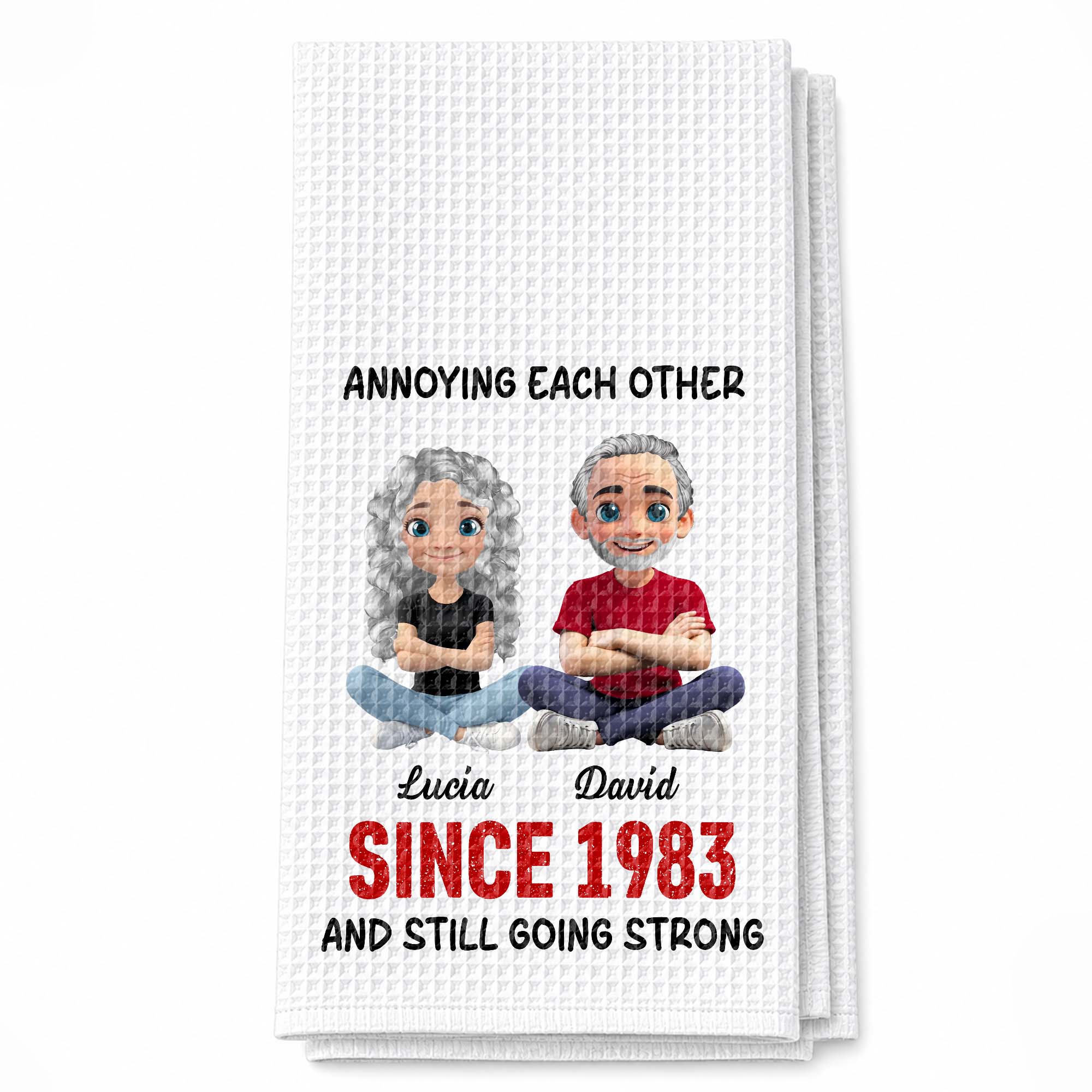 Personalized Couple Kitchen Towel Unique Art Gift for Him & Her